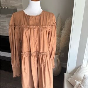 Tan Long-Sleeve Dress mango